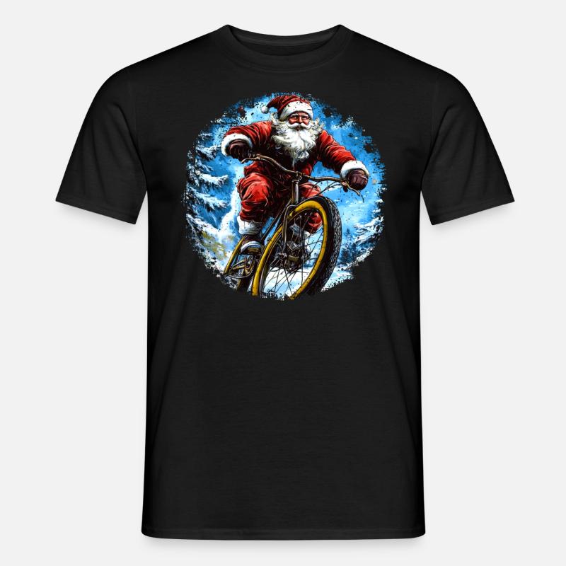 Weihnachtsmann Mountainbiker - Männer T-Shirt - Schwarz