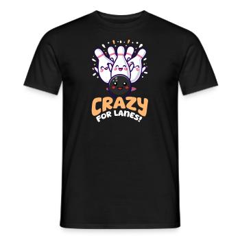 Bowling Crazy For Lanes! - Men's T-Shirt - black - Front - AI Model Male 178 light (178cm)