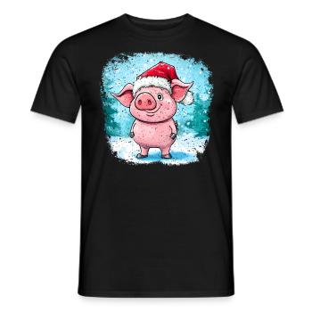 Cochon Père Noël - T-shirt homme - noir - Devant - AI Model Male 178 light (178cm)