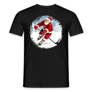 hockey player Santa Claus - Men's T-Shirt - black - Front - AI Model Male 178 light (178cm)