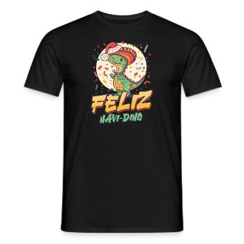 Dinosaure Noël Feliz Navi-Dino - T-shirt homme - noir - Devant - AI Model Male 178 light (178cm)