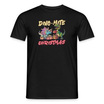 Dinosaure Noël Dino-Mite Noël - T-shirt homme - noir - Devant - AI Model Male 178 light (178cm)