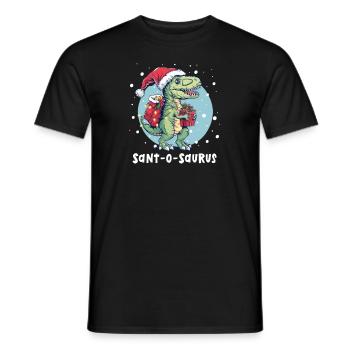 Dinosaur Christmas Sant-O-Saurus - Men's T-Shirt - black - Front - AI Model Male 178 light (178cm)