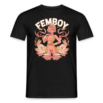 Femboy Pride Design – LGBTQIA+ Queer Androgyne - T-shirt homme - noir - Devant - AI Model Male 178 light (178cm)