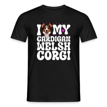 J’adore mon cardigan Welsh Corgi - T-shirt homme - noir - Devant - AI Model Male 178 light (178cm)