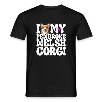 J’adore mon Welsh Corgi Pembroke - T-shirt homme - noir - Devant - AI Model Male 178 light (178cm)