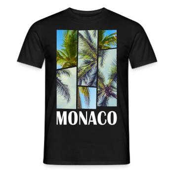 Monaco France Été Palmiers Plage Mer - T-shirt homme - noir - Devant - AI Model Male 178 light (178cm)