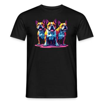 Bulldoggen Für Hundebesitzer, Farbenfrohe Hunde - Männer T-Shirt - Schwarz - Vorne - AI Model Male 178 light (178cm)