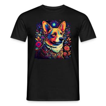 Dog In Color Dog Owner, Colorful Dog - Men's T-Shirt - black - Front - AI Model Male 178 light (178cm)