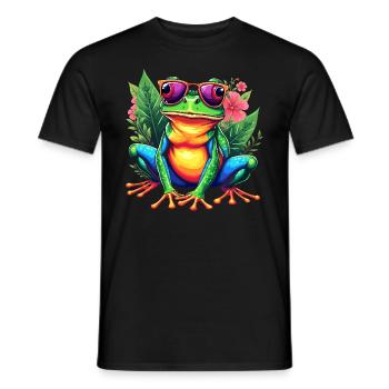 Grenouille, Art numérique, Grenouille colorée - T-shirt homme - noir - Devant - AI Model Male 178 light (178cm)