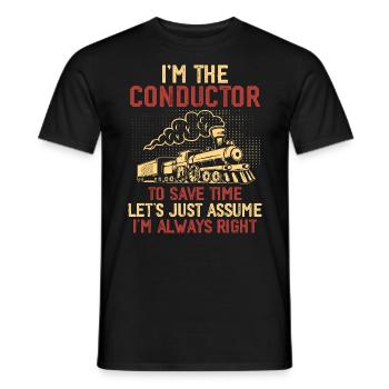 Niedlicher Zugführer Männer Frauen Eisenbahn Zug Liebhaber - Männer T-Shirt - Schwarz - Vorne - AI Model Male 178 light (178cm)