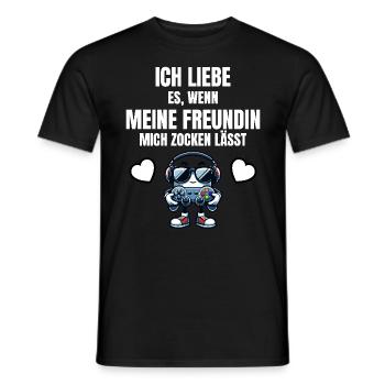 Lustiges Gaming Design Freundin mich zocken lässt - Männer T-Shirt - Schwarz - Vorne - AI Model Male 178 light (178cm)