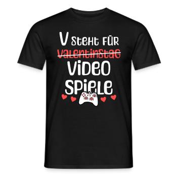 V steht Valentinstag Videospiele Gamer Humor - Männer T-Shirt - Schwarz - Vorne - AI Model Male 178 light (178cm)