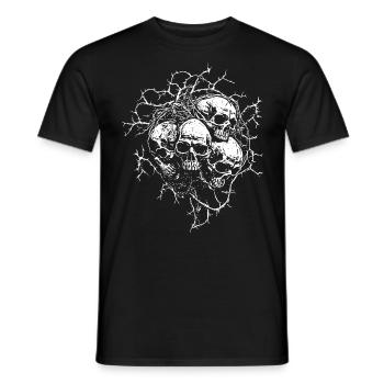 Skulls in thorny tendrils - Men's T-Shirt - black - Front - AI Model Male 178 light (178cm)