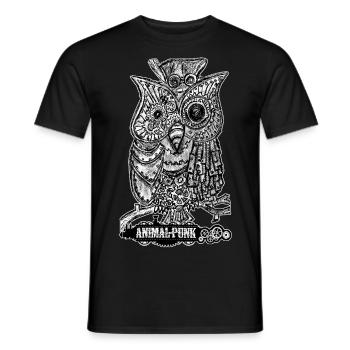 Mr. Owl SteamPunk AnimalPunk - Men's T-Shirt - black - Front - AI Model Male 178 light (178cm)