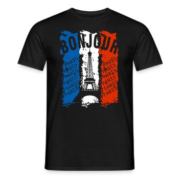 drapeau de la France - T-shirt homme - noir - Devant - AI Model Male 178 light (178cm)