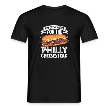 Only here for the Philly cheesesteak - Men's T-Shirt - black - Front - AI Model Male 178 light (178cm)