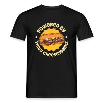 Powered by Philly Cheesesteak - Men's T-Shirt - black - Front - AI Model Male 178 light (178cm)