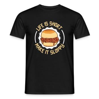 Das Leben ist kurz - ess nen Sloppy Joe - Männer T-Shirt - Schwarz - Vorne - AI Model Male 178 light (178cm)