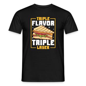 Trois couches - Trois goûts - Club sandwich - T-shirt homme - noir - Devant - AI Model Male 178 light (178cm)