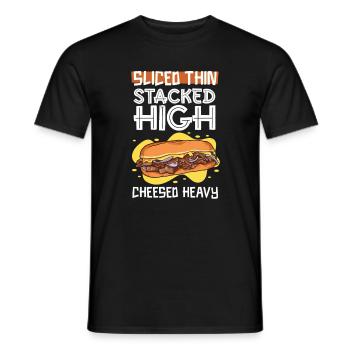 Thinly Sliced - Philly Cheesesteak - Men's T-Shirt - black - Front - AI Model Male 178 light (178cm)