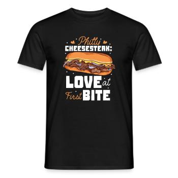 Love at First Bite - Philly Cheesesteak - Men's T-Shirt - black - Front - AI Model Male 178 light (178cm)