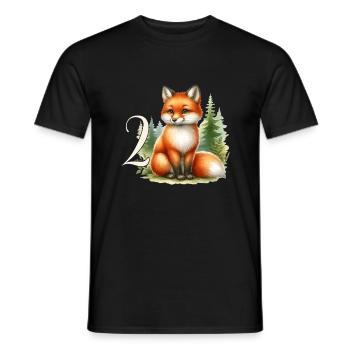 With Fox - Children's Birthday 2 Years - Men's T-Shirt - black - Front - AI Model Male 178 light (178cm)