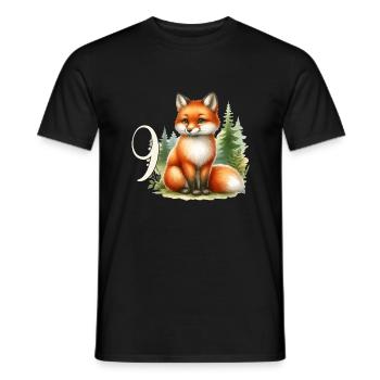 Mit Fuchs - Kinder Geburtstag 9 Jahre - Männer T-Shirt - Schwarz - Vorne - AI Model Male 178 light (178cm)