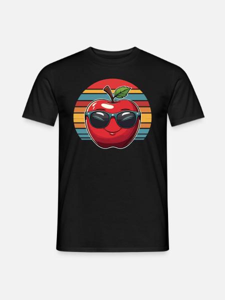 Apfel mit Sonnenbrille - Männer T-Shirt - Schwarz