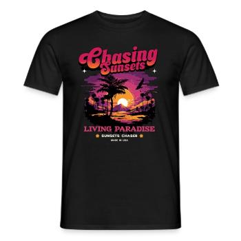 Sunset Paradise Statement Retro - Men's T-Shirt - black - Front - AI Model Male 178 light (178cm)