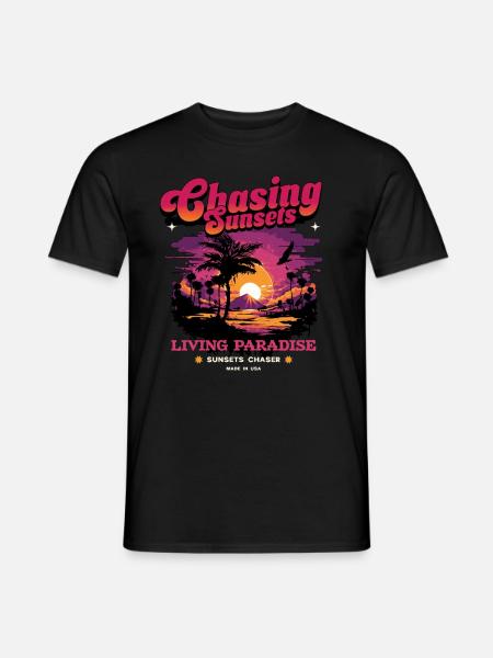 Sunset Paradise Statement Retro - Men's T-Shirt - black