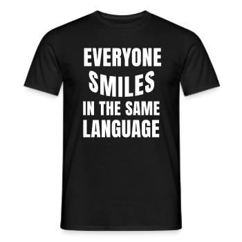 Smiling connects statement humanity - Men's T-Shirt - black - Front - AI Model Male 178 light (178cm)