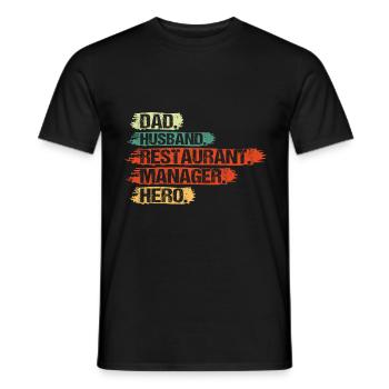 Hotel and Restaurant Manager Papa Husband Funny - Men's T-Shirt - black - Front - AI Model Male 178 light (178cm)