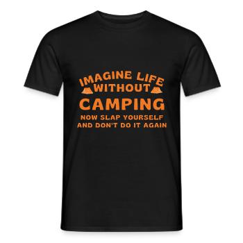 Imagine life without camping - Men's T-Shirt - black - Front - AI Model Male 178 light (178cm)