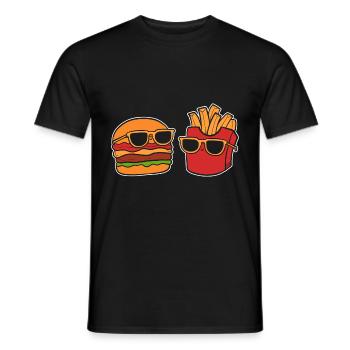 Burger Fries Foodie Restaurant Manager Gift - Men's T-Shirt - black - Front - AI Model Male 178 light (178cm)