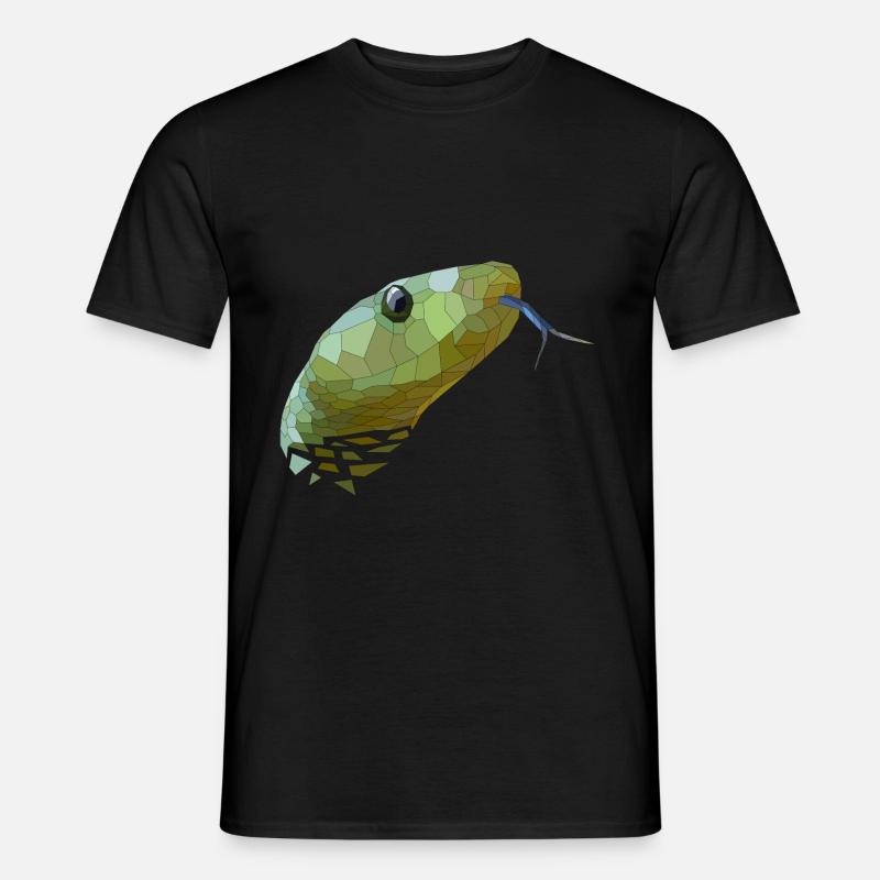 Schlange geometrisch Low Poly - Männer T-Shirt - Schwarz
