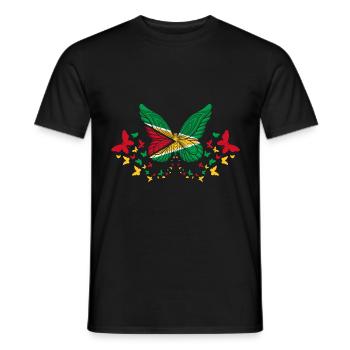 Guyana Guyana Guyana Drapeau Papillons - T-shirt homme - noir - Devant - AI Model Male 178 light (178cm)