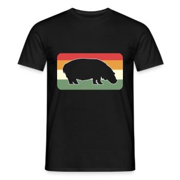 Hippo Retro Animal Keeper Gift - Men's T-Shirt - black - Front - AI Model Male 178 light (178cm)