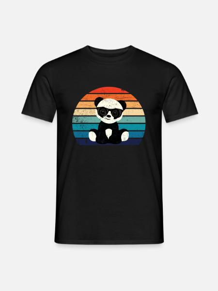 Panda mit Sonnenbrille - Männer T-Shirt - Schwarz