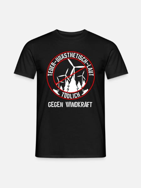 Gegen Windkraft und gegen Windenergie - Männer T-Shirt - Schwarz