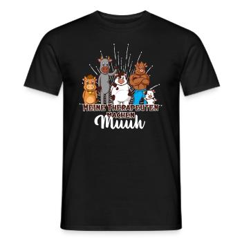 Meine Therapeuten machen Muh - Comic Kühe - Männer T-Shirt - Schwarz - Vorne - AI Model Male 178 light (178cm)