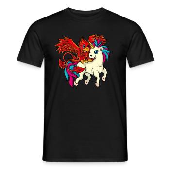 Beste Freunde - Einhorn und Phoenix - Männer T-Shirt - Schwarz - Vorne - AI Model Male 178 light (178cm)