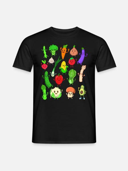 Comic Kawaii Vegetables - Men's T-Shirt - black