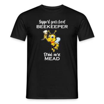 Trinkt mehr Met - Biene mit Trinkhorn - Met - Männer T-Shirt - Schwarz - Vorne - AI Model Male 178 light (178cm)