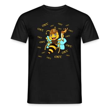 Cartoon Biene mit Trinkhorn und Honigwein - Met - Männer T-Shirt - Schwarz - Vorne - AI Model Male 178 light (178cm)