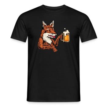 Prost - Fuchs trinkt Bier - Bierfest - Männer T-Shirt - Schwarz - Vorne - AI Model Male 178 light (178cm)