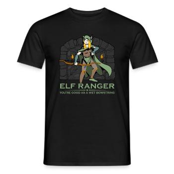 D20 Rollenspiel Charakter - Elf Waldläufer - Männer T-Shirt - Schwarz - Vorne - AI Model Male 178 light (178cm)