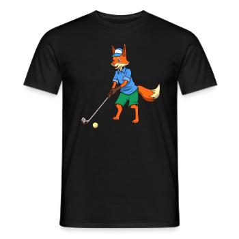 Comic Fuchs plays golf - Golfer - Men's T-Shirt - black - Front - AI Model Male 178 light (178cm)