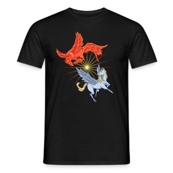 Tiere der Mythologie - Phönix vs Pegasus - Männer T-Shirt - Schwarz - Vorne - AI Model Male 178 light (178cm)