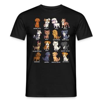 Verschiedene Kawaii Cartoon Hunde - Hunderassen - Männer T-Shirt - Schwarz - Vorne - AI Model Male 178 light (178cm)
